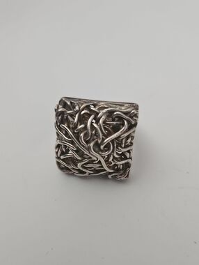 Vintage Chunky Silver 950 Stamped Knotwork Statement Adjustable Ring